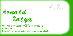 arnold kolya business card